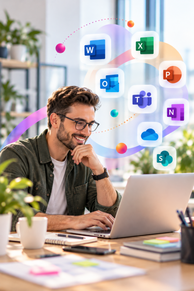 Nowoczesne Biuro z Ikonami Microsoft 365